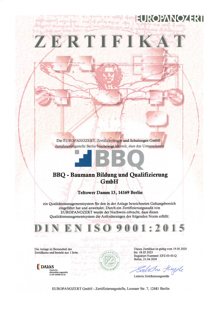 BBQ Zertifizierung Europanozert